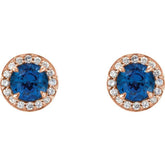 14K Rose 5 mm Lab-Grown Blue Sapphire & 1/8 CTW Natural Diamond Earrings